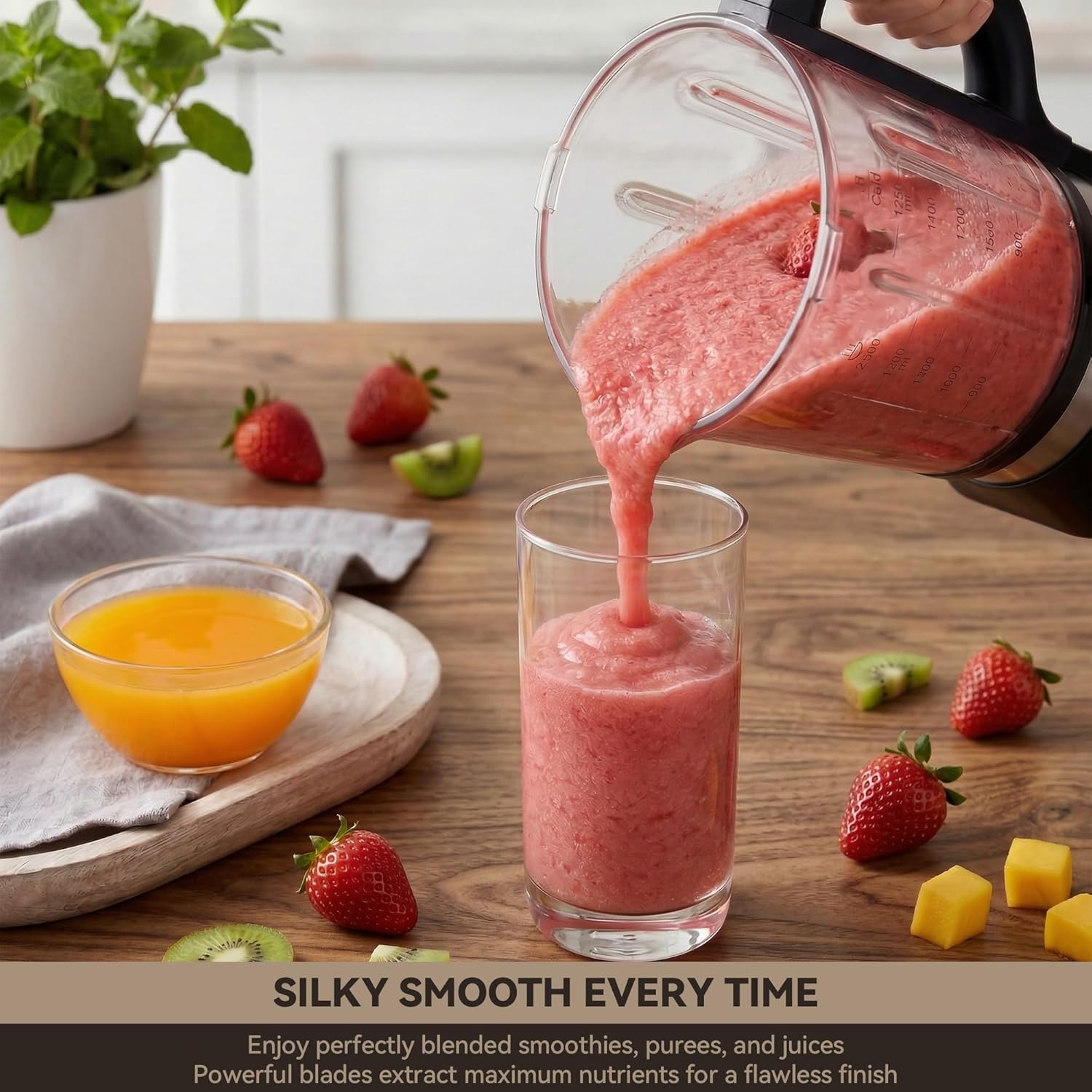 Professional Glass Blender by [Brand Name] - 1500W Motor, 9 Speeds & 14 Preset Programs for Smoothies, Soups & Nut Milk