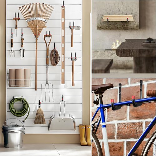CRXCRC 6 Pack Garage Hooks Heavy Duty, Utility Steel Hooks with EVA Foam Padding, 15inch Wall Mount J Organizer Hanger for Hanging Bikes Kayak Garden Tool Hose Bike Shelf