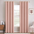 MIULEE 100% Blackout Linen Curtains - Thermal Insulated Blush Pink Drapes | Room Darkening 52 x 72 Inch (2 Panels)