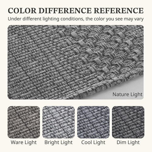 MatEssenz 3x5 ft Area Rug - Machine Washable Non-Slip Boho Rug for Living Room, Woven Rug for Bedroom, Dining Room, Home Office - Soft, Lightweight, Stain-Resistant, Soundproof - Grey