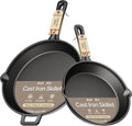 Bakken Cast Iron Skillet Set - Pre-Seasoned 10" & 12" Frying Pans for Even Heat Retention | Versatile for Stove, Oven & Grill
