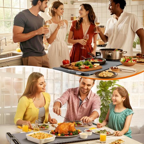 NAXBEY Warming Mat for Food extra large, Heating Mat For Food, 31.6"x15" Foldable Food Warming Mats for Countertops, Buffet Parties, Sourdough Warmer, Tortilla Warmer, 9-Level Temp 6-hour timer