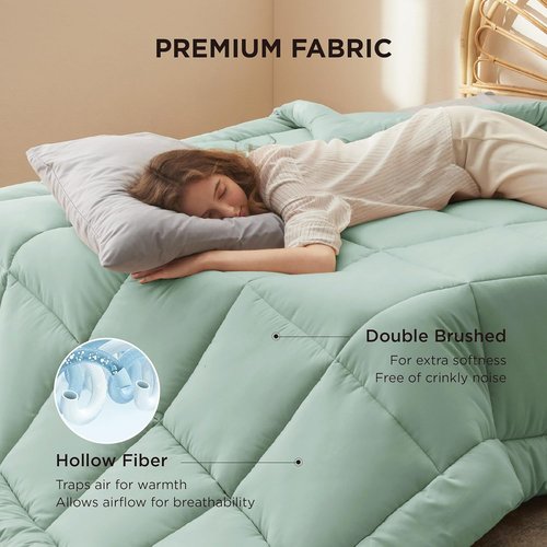 Bedsure Comforter Duvet Insert - All-Season King Size Quilted Bedding, GentleSoft Down Alternative, Sage Green 90 x 102 Inches