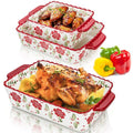Coloch 3 Pack Ceramic Baking Dishes, Rectangular Bakeware Set Hand-painted Lasagna Pan Porcelain Serving Bakeware for Pasta, Chicken, Kitchen, Banquet, Microwave and Dishwasher Safe