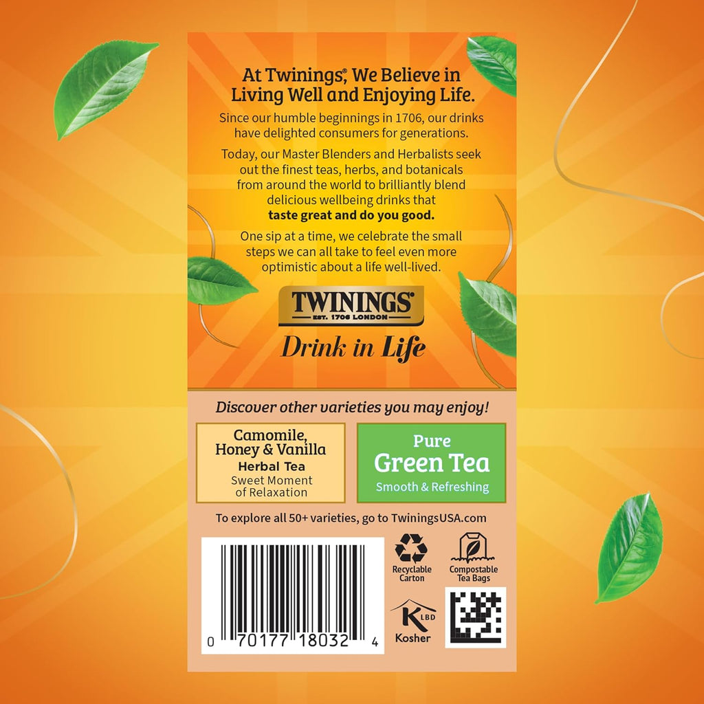 Twinings Rooibos Red Herbal Tea - Sweet & Uplifting Aroma, Caffeine-Free | 120 Individually Wrapped Bags