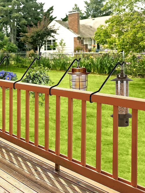 Biubee Bird Feeder Hanger - 4 Pack Extended Metal Deck Rail Plant Hangers for 2" × 4" & 2" × 6" Rails