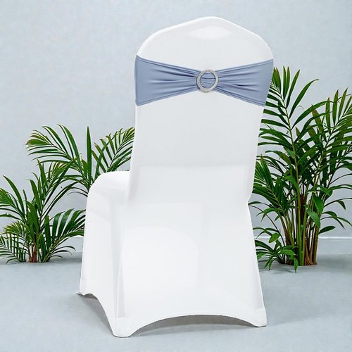 MDS Spandex Chair Sashes - Premium Stretch Covers with Buckle Slider | Pack of 100 - Dusty Blue