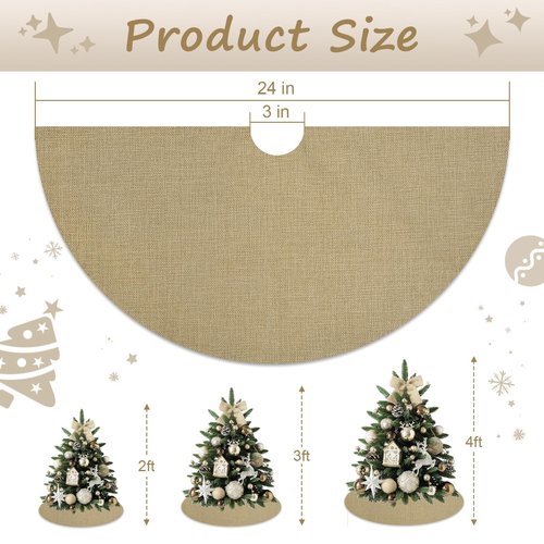 Yuboo Mini Burlap Brown Tree Skirt, 24in Small Double-Layer Linen Rustic Farmhouse Spring Xmas Skirt for Tabletop Tree Countryside Xmas Party Decor Ornaments