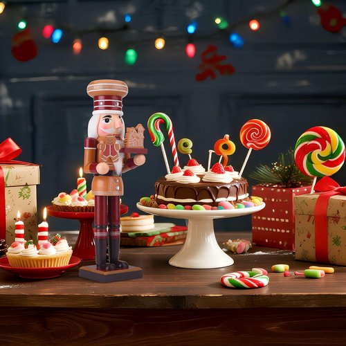 ARGCONNER Christmas Nutcracker Soldier, 14 Inch Gingerbread Wooden Festive Nutcracker Figures Christmas Decor for Holiday Tabletop or Mantel Display