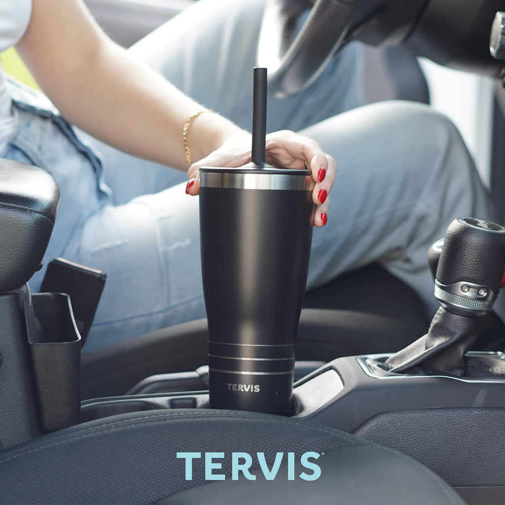 Tervis Traveler Florida Fun Map Triple Walled Insulated Tumbler Travel Cup Keeps Drinks Cold & Hot, 30oz with Straw Lid, Stainless Steel