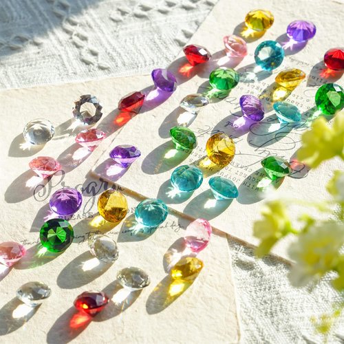 HDCRYSTALGIFTS 36pcs Multi-Color Art Glass Diamonds - Elegant Crystal Gems for Weddings & Parties