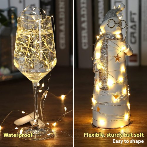 HXWEIYE Fairy Lights - 18 Pack Battery Operated 7ft 20LED Warm White Mini String Lights | Waterproof for Mason Jars, Indoor/Outdoor Decor