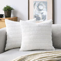 Volcanics Decorative Throw Pillow Covers - Soft Corduroy Striped 18x18 Inch | Modern Farmhouse Boho Decor