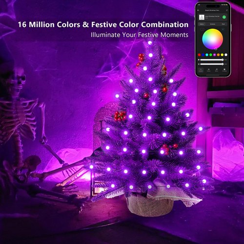Brizled Smart Mini Christmas Tree, 22.8in DIY Smart-Lit Tabletop Tree with 75 LED RGB Lights, App/Voice Control 159+ Scenes Mini Xmas Tree USB C Music Small Tree Work with PD Power for Fireplace Desk