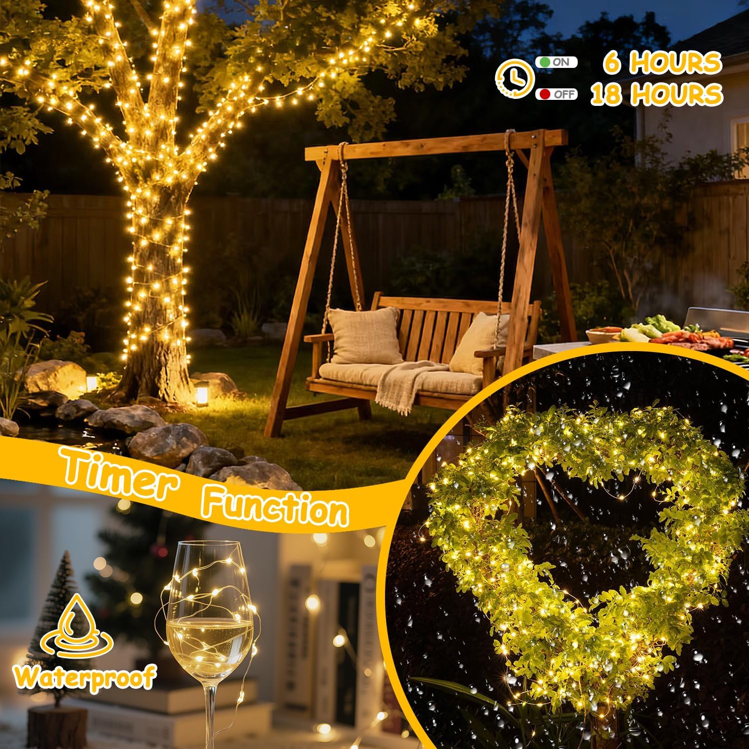 Skiennix 300 LED Fairy Lights - Twinkle String Lights with Remote & Timer | 99ft Bendable Silver Copper Wire, Warm White Decor for Weddings & Parties