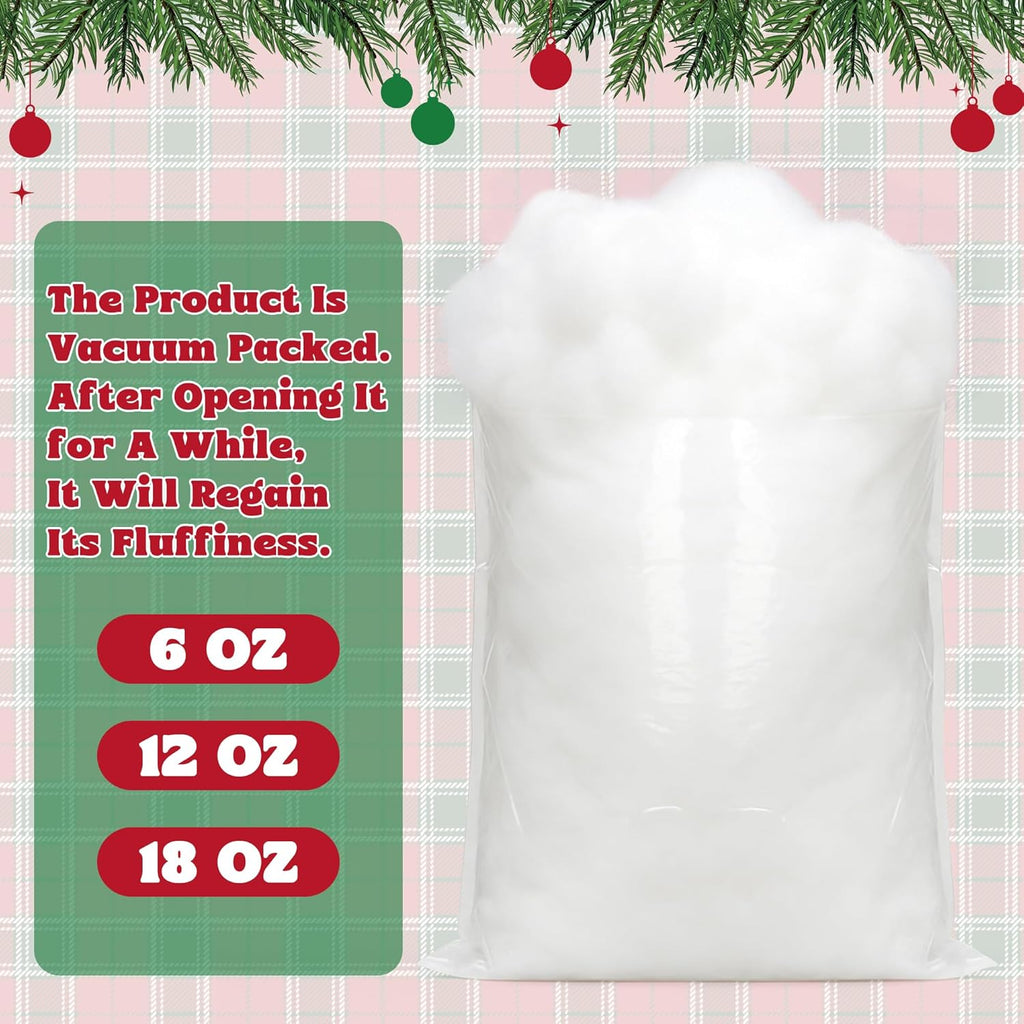 QZYL Artificial Snow Fluff - 18 Oz Vacuum Packaged Craft Cotton for Christmas Decor | White Winter Decoration