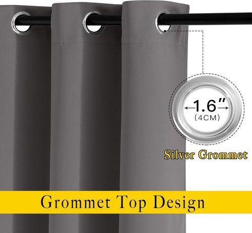 NICETOWN Gray Blackout Curtains - Thermal Room Darkening Drapes | 84-Inch Grommet Panels (2 Panels, W52 x L84)