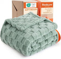Bedsure GentleSoft Throw Blanket - Cozy Sage Green Checkered Fleece for Couch | 50x60 Inches, Perfect Gift for Moms and Girls