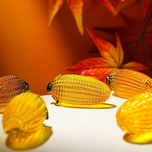 Art Glass Corn Figurine Decor - Elegant Tabletop Centerpiece for Home, Kitchen & Office