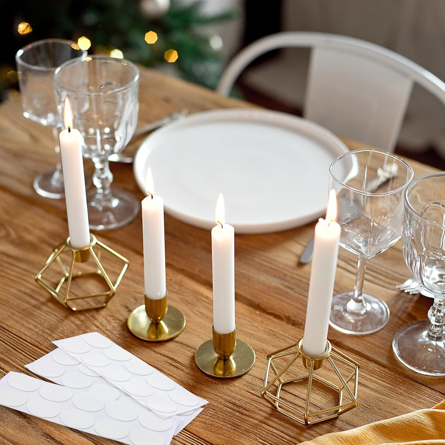Skiennix Taper Candle Holders - 40pcs Adhesive Grips for Secure Fit | Perfect for Weddings & Holidays