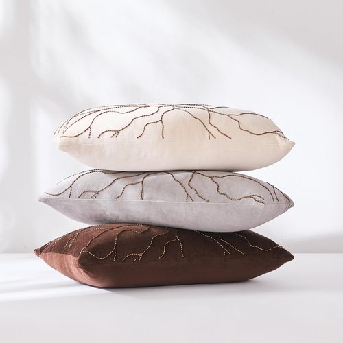 Lush Decor x Chuks Collins Roots Velvet Decorative Pillow Cover Single 12" W x 22" L Cream - 12x22 Pillow Cover - Luxury Throw Pillows for Bed, Couch or Chair - Luxury Home Decor