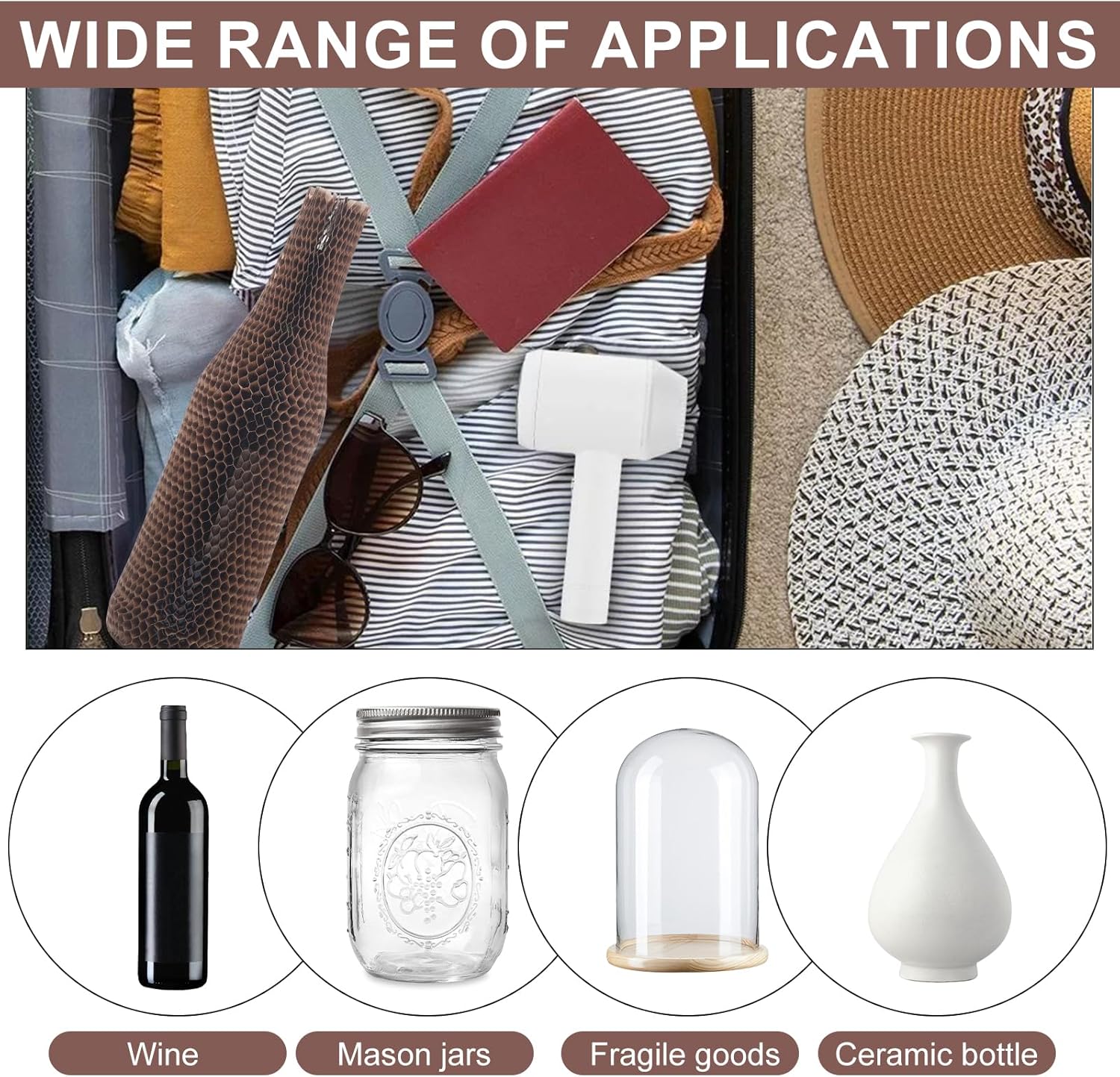 Wine Bottle Protector Sleeves by Honeycomb Paper,36 Set Reusable Glass Liquor Bottle Sleeves for Airplane Travel,Transport,Camping-Proof Safety Impact Resist
