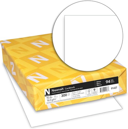 Neenah Index Cardstock - 8.5" x 11", 90 lb./163 gsm, White, 300 Sheets - Lightweight & High Brightness (94)