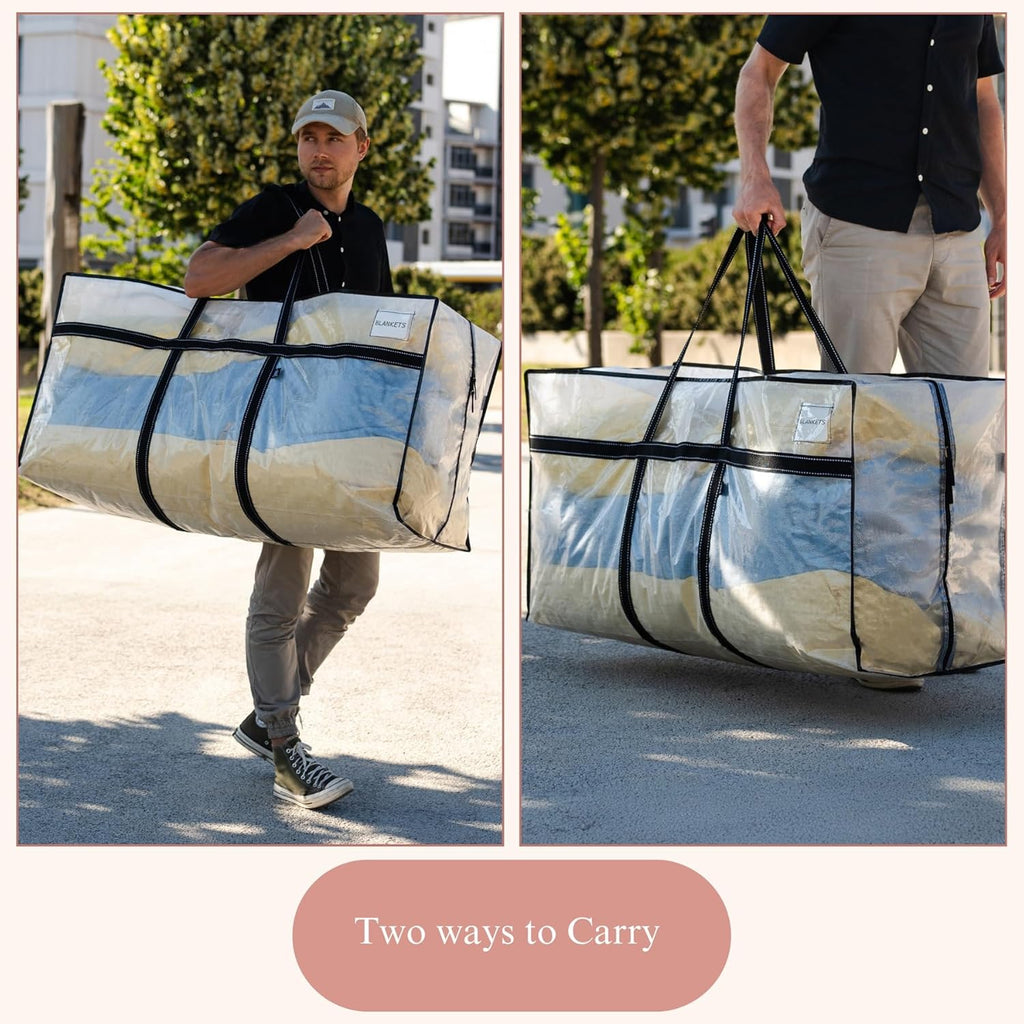 VENO Extra Large Moving Bags - Heavy Duty Storage Solution for College & Christmas | Clear 4 Pack