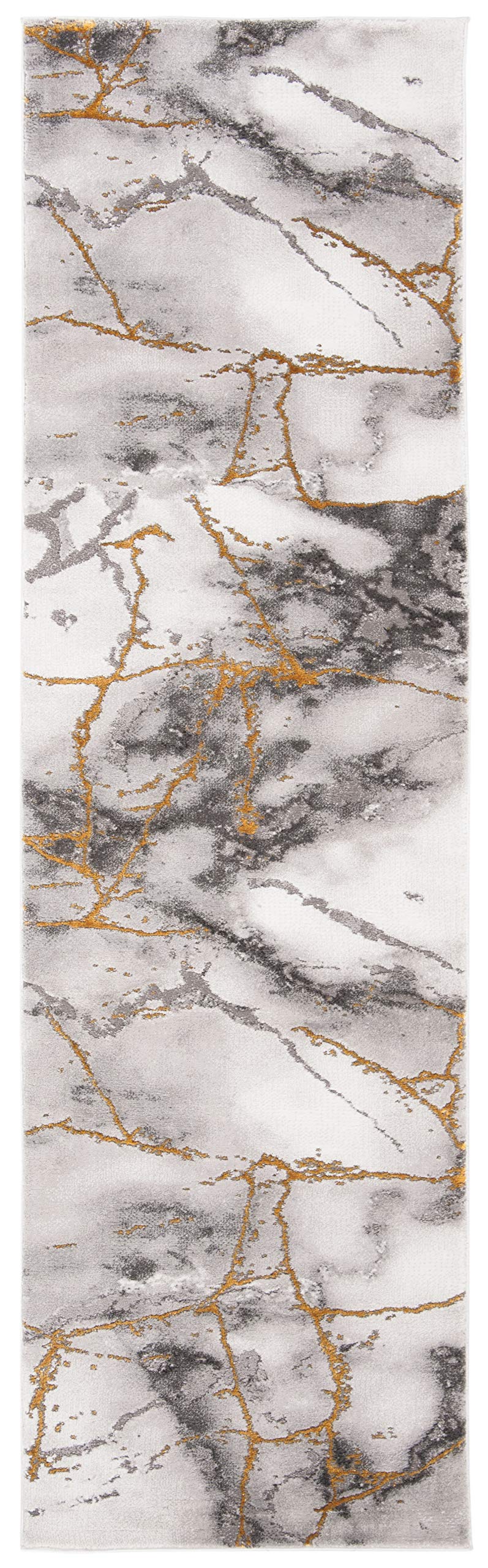 SAFAVIEH Craft Collection Runner Rug - 2'3" x 6', Grey & Gold, Modern Abstract Design, Non-Shedding & Easy Care, Ideal for High Traffic Areas in Living Room, Bedroom (CFT877F)