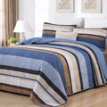 Dobuyly Blue Queen Quilt Set, Boho Bedspread Queen Size, Striped Bedding Sets 3 Pieces, Lightweight Soft Coverlet Bed Sets with 2 Pillow Shams 96"x90"