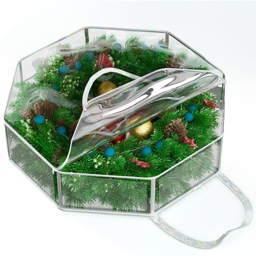 Homyfort 24" Christmas Wreath Storage Container - Waterproof Heavy Duty Wreath Bag with Reinforced Handles, Transparent PVC Wreath Holder for Xmas Holiday Seasonal Wreath Garland