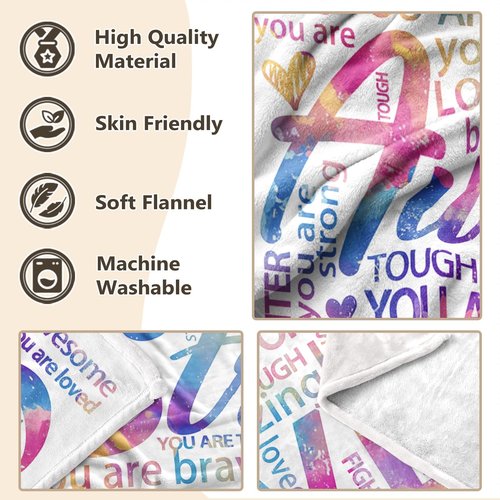Vibrant Blanket for Women Men - Super Soft Hug Throw for Boys & Girls, Inspirational Get Well Gift After Surgery or Illness, Cancer Care Gifts for Women, Recovery & Healing Blanket 50"x60"