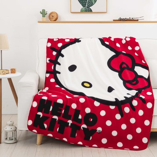 Northwest Sanrio Hello Kitty Polka Dot Kitty Fleece Throw Blanket, Soft, 45 x 60Inches, Multi Color