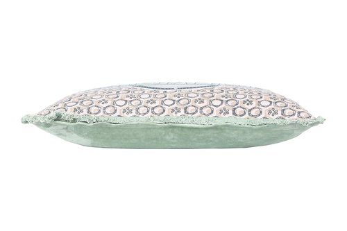 Creative Co-Op Let's Stay Home Reversible Rectangle Cotton Stamp Solid Back Lumbar Pillow, Green