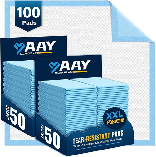 AAY Disposable Bed Pads - Super Absorbent Extra Large Underpads | Tear-Resistant Cloth Backing, 30" x 36" (100pcs)