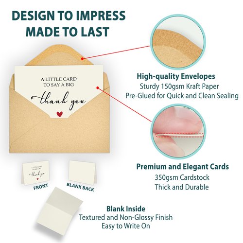 25 Pack Premium Elegant Thank You Cards with Envelopes & Stickers – Blank Inside Personalized Notes, Perfect for Weddings, Baby Showers, Small Business, Bridal Showers, Birthdays, Graduations & Gifts
