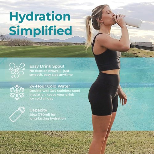 GoMist Misting & Drinking Bottle | Rechargeable Mist & Sip Water Bottle | Quick Charge USB-C Port | 2-Speed Mist Function | Stainless-Steel Double Wall Insulation, 40 oz (Marine Teal)