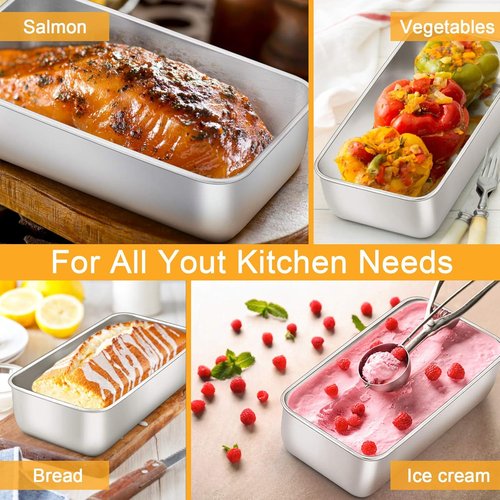 E-far Stainless Steel Loaf Pan - 9 x 5 Inch Non-Toxic Bakeware for Bread, Meatloaf & Cakes | Set of 3