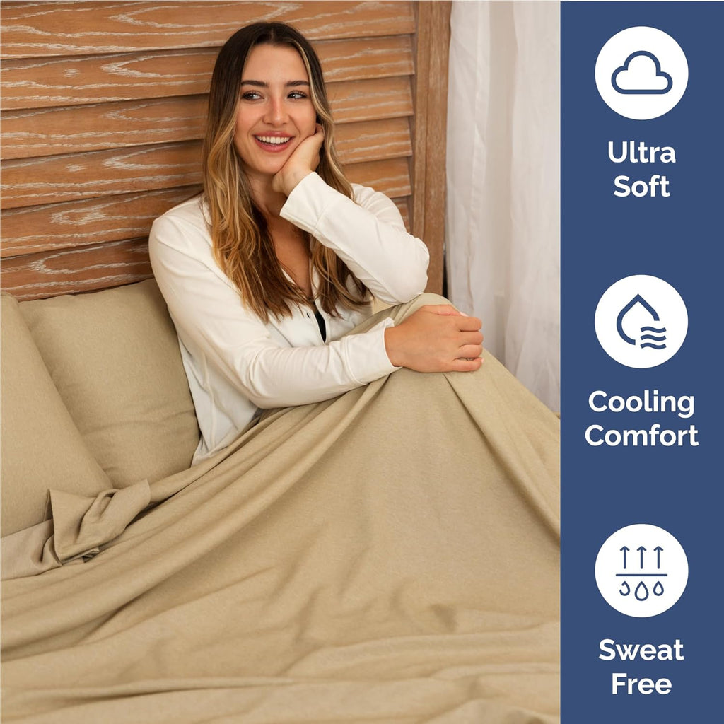 Skiennix Full Size 4 Piece Sheet Set - Comfy Cooling Bed Sheets - Hotel Luxury Bedding in Tan