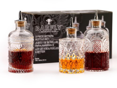 Barfly Bitters Bottle Set of 3 - M37186/M37187/M37188, Glass, 6.8 oz (200 ml), Set of 3