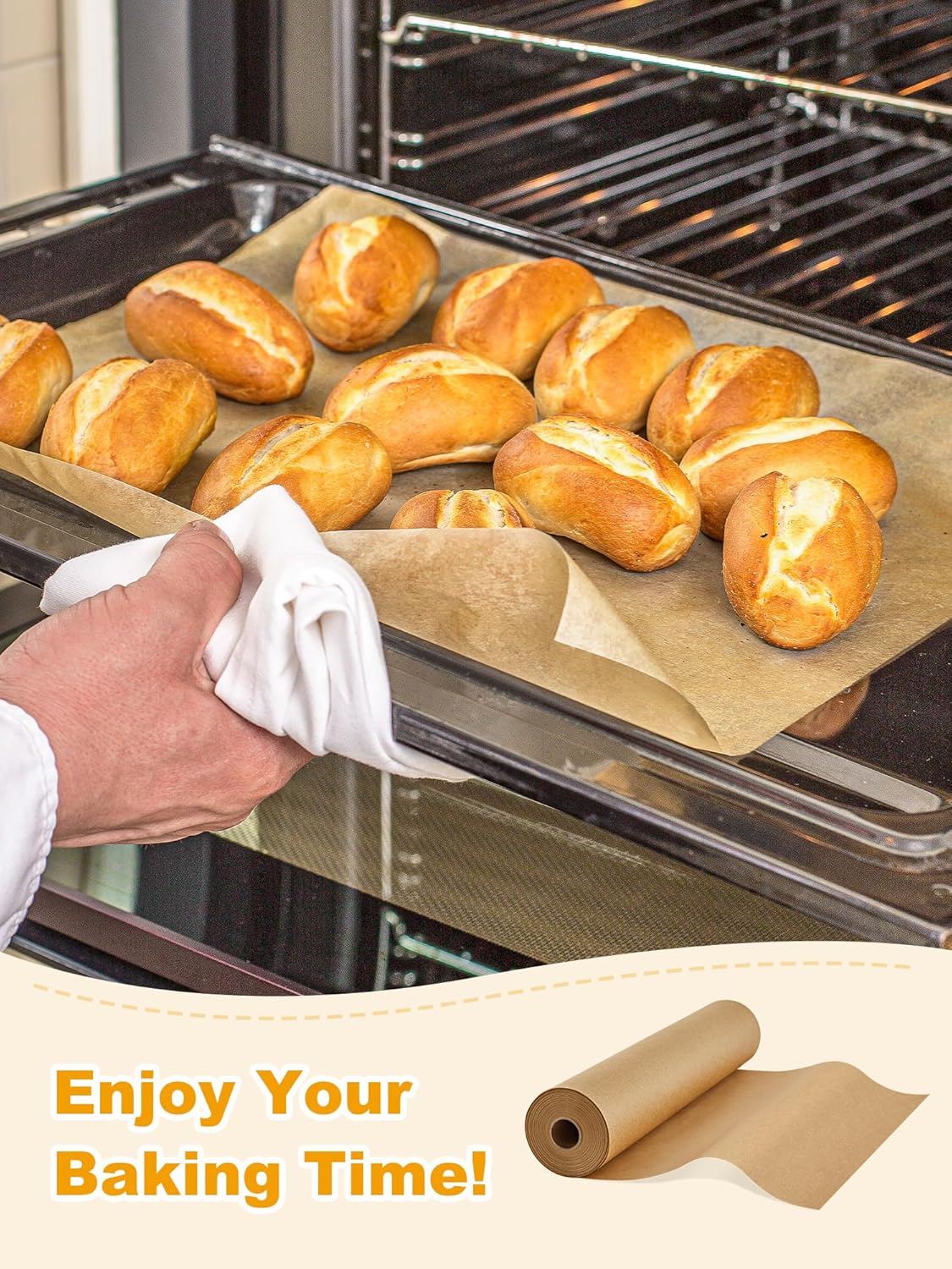 SMARTAKE Non-Stick Parchment Paper Roll - Heavy Duty 15" x 242 ft for Baking, Cooking & Grilling