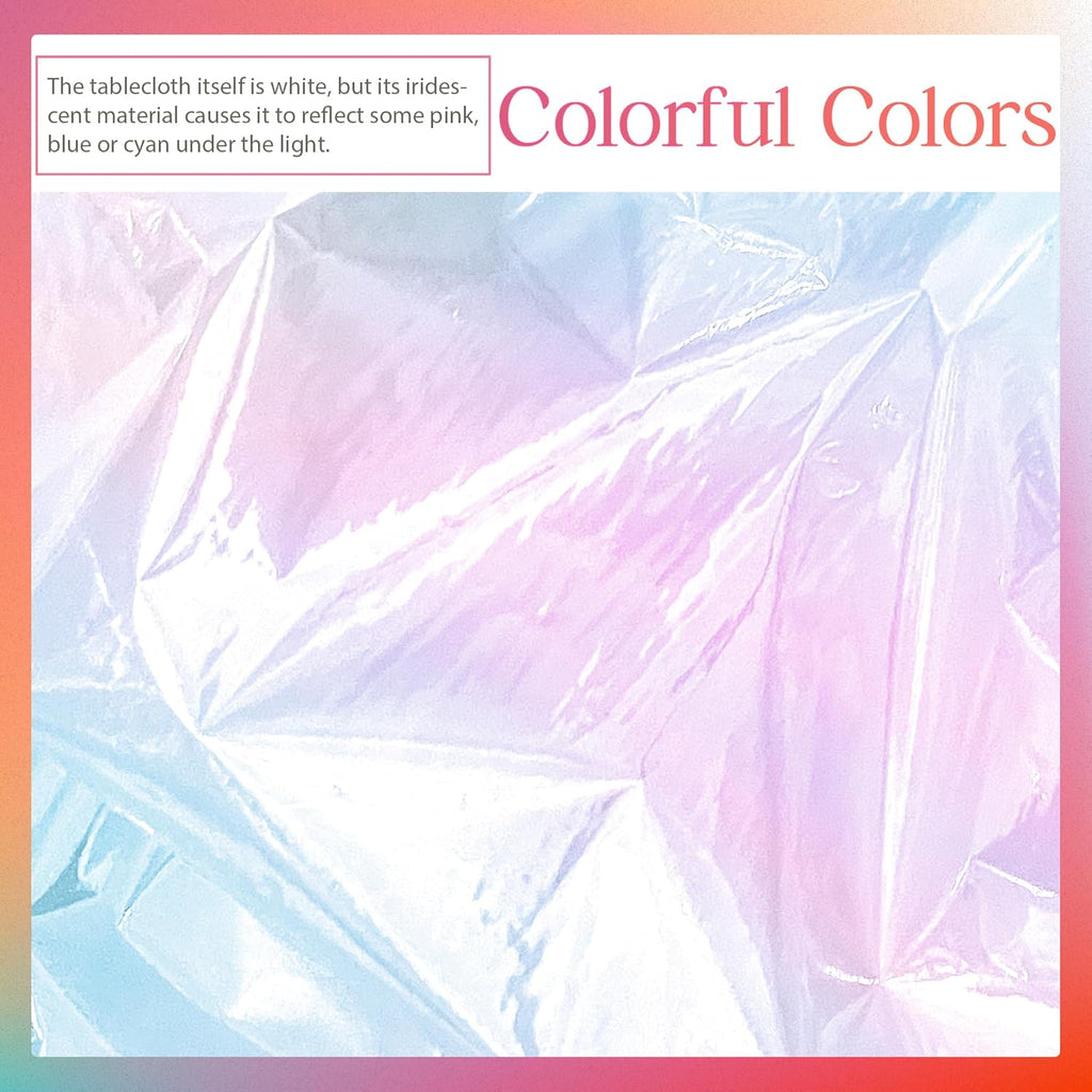Skiennix 4-Piece White Iridescent Tablecloth Set - 40 x 108” Disposable Glitter Covers for Parties & Weddings
