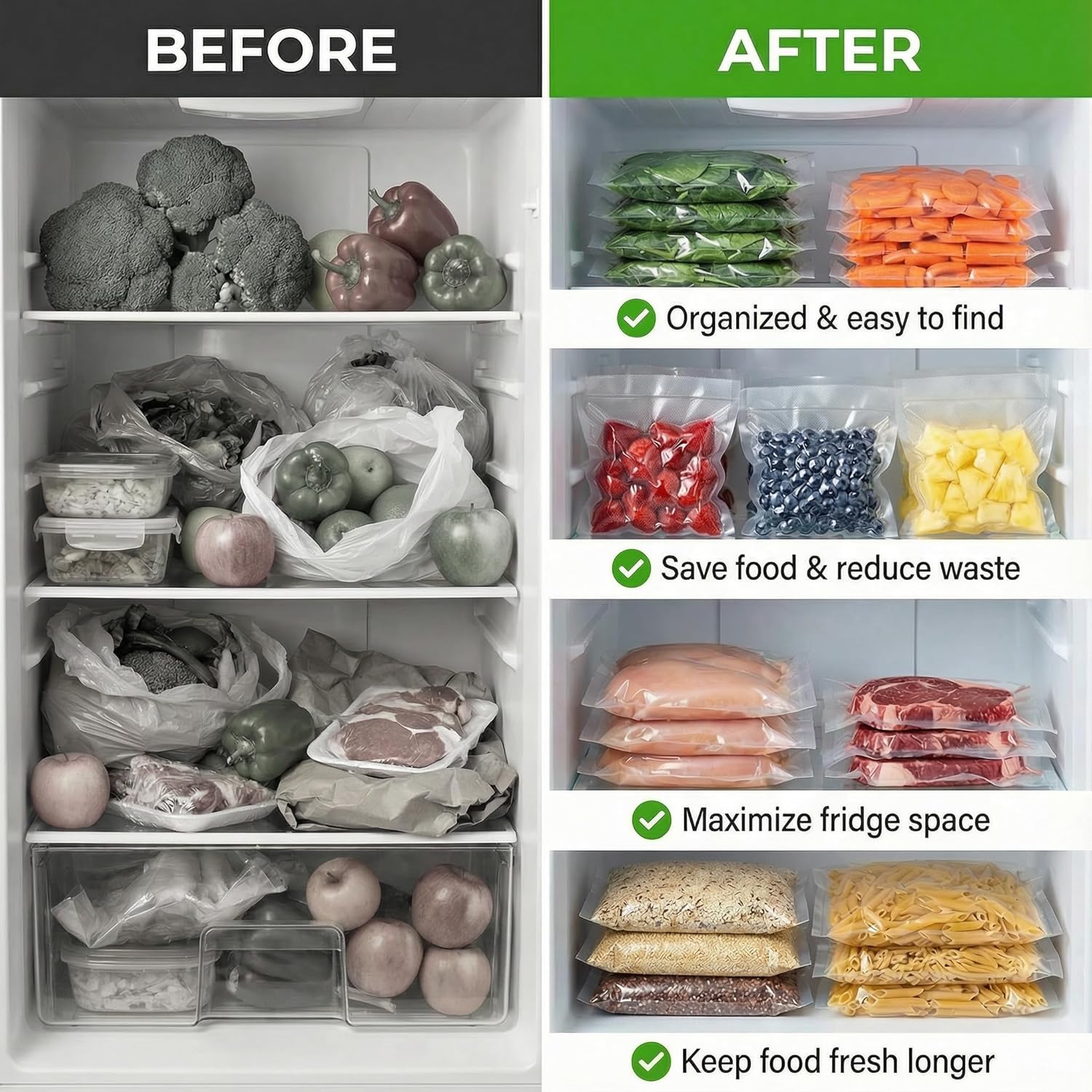 Vacuum Sealer Machine - Skiennix 6-in-1 Automatic Food Sealer with Built-in Cutter & 30 Bags | Compact for Freezer Preservation