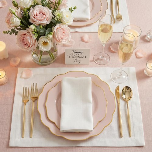 bUCLA 180PCS Pink Plastic Plates - Pink with Gold Rim Disposable for Party Include 30 Each (Dinner & Dessert) Plates, 30 Knives, 30 Forks, 30 Spoons, 30 Cups for Wedding, Easter, Birthday & Shower