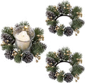 Regine Switzerland Christmas Candle Rings - Elegant Gold Berries & Pinecones | 2-Piece Winter Decor Set