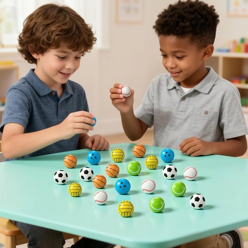 JOYIN 24 Pcs Multi-Sports Bouncy Balls - Fun 32mm Party Favors for Kids 4-8 | Includes Storage Bag