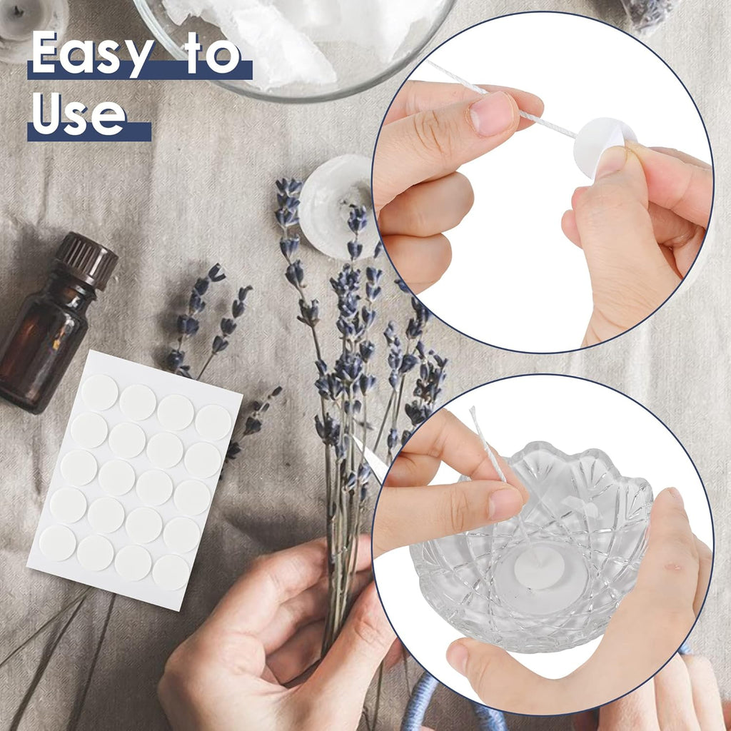 Skiennix Candle Wick Stickers - Heat-Resistant Double-Sided Adhesive for Candle Making | 200 PCS