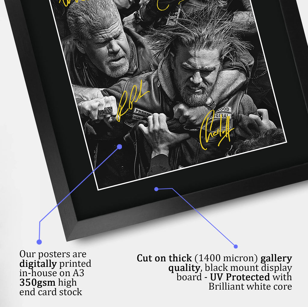 HWC Trading Sons Of Anarchy TV Series Poster The Cast Signed 16 x 12 inch Framed Gift Printed Autograph Film Print Photo Picture Display - 16" x 12" Framed