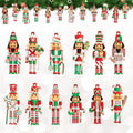 Nutcracker Christmas Ornaments Set of 24, Mini Nutcracker Soldiers Ornaments, Wooden Hanging Decorations for Tree, Traditional Wooden Hanging Soldiers, Single-Sided for Custom Holiday Setup