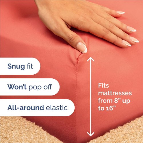 King Size 4 Piece Sheet Set - Ultra-Soft Cooling Bed Sheets | Luxury Hotel Quality - Deep Pockets, Coral